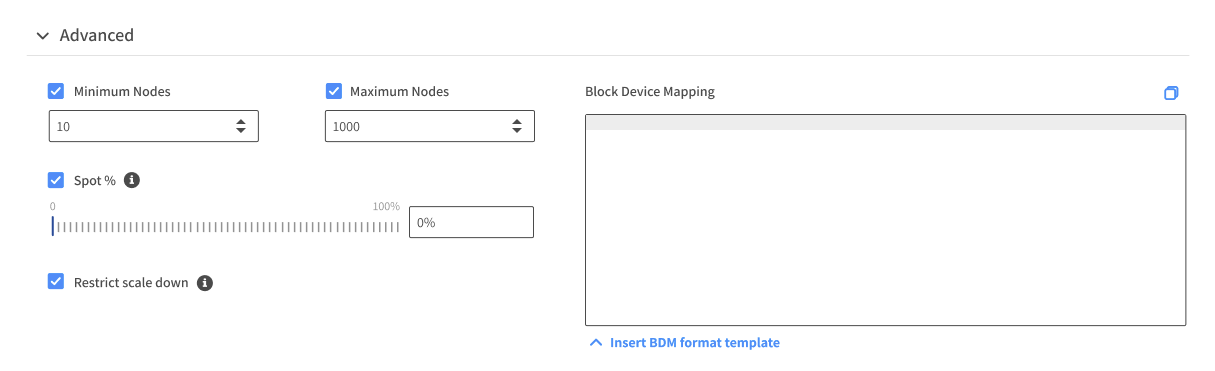 Spot UI minimum nodes